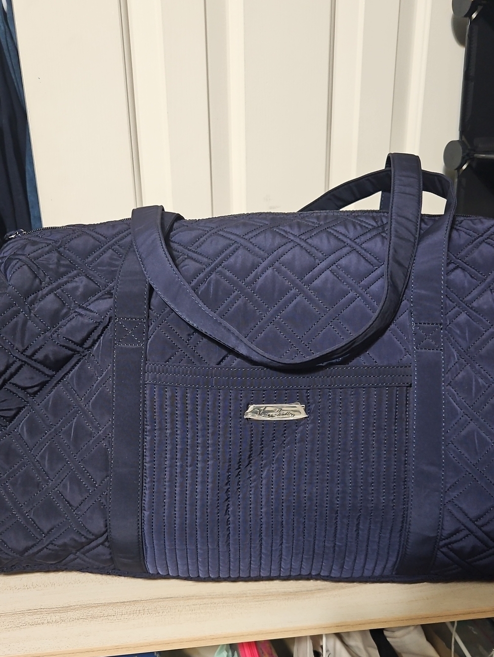 Vera Bradley EUC Quilted Navy Travel Duffel Bag
